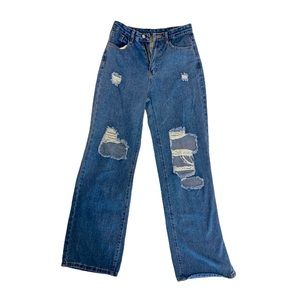 SHEIN distressed wide leg jeans in size M.